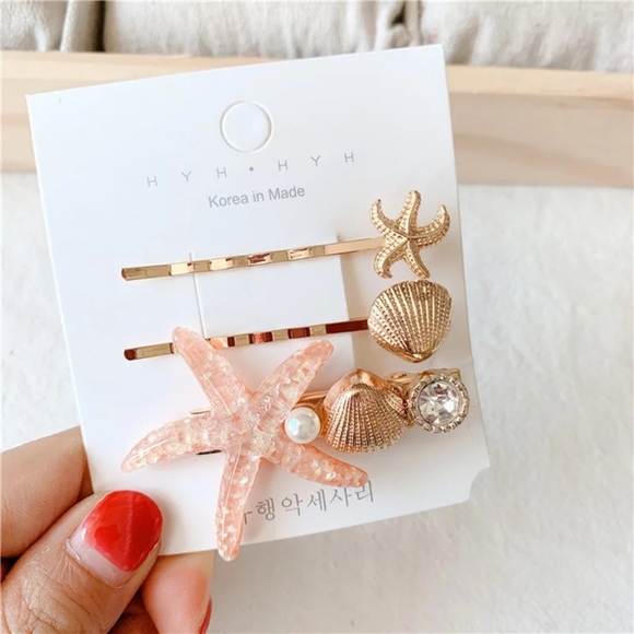 Accessories - Starfish Acrylic Hair Clips For Women's Girl